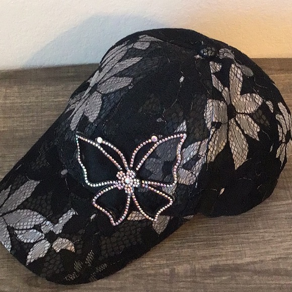 Black Floral Mesh Baseball Cap - Picture 2 of 6